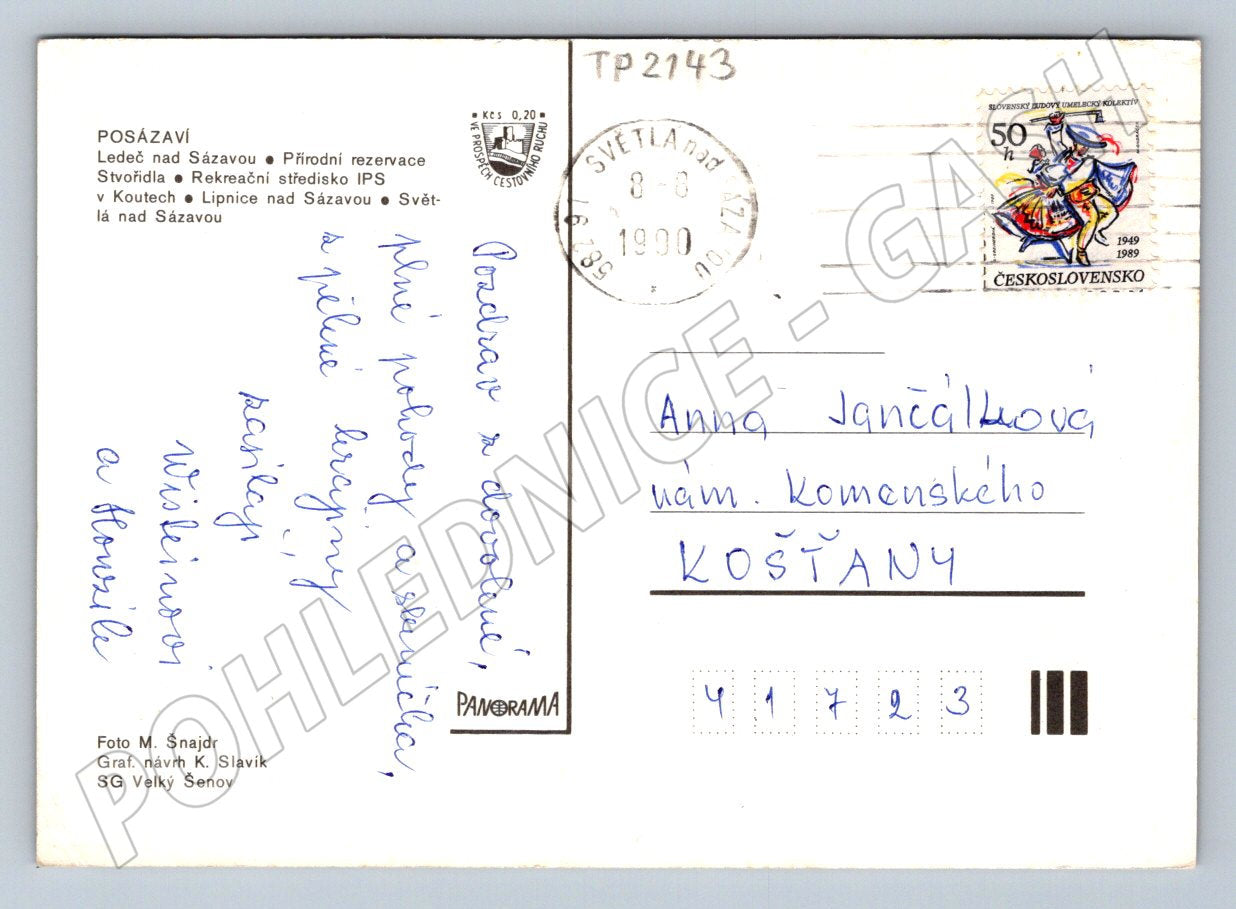 Pohlednice Posázaví různé pohledy a mapa 1969 (TP2143)