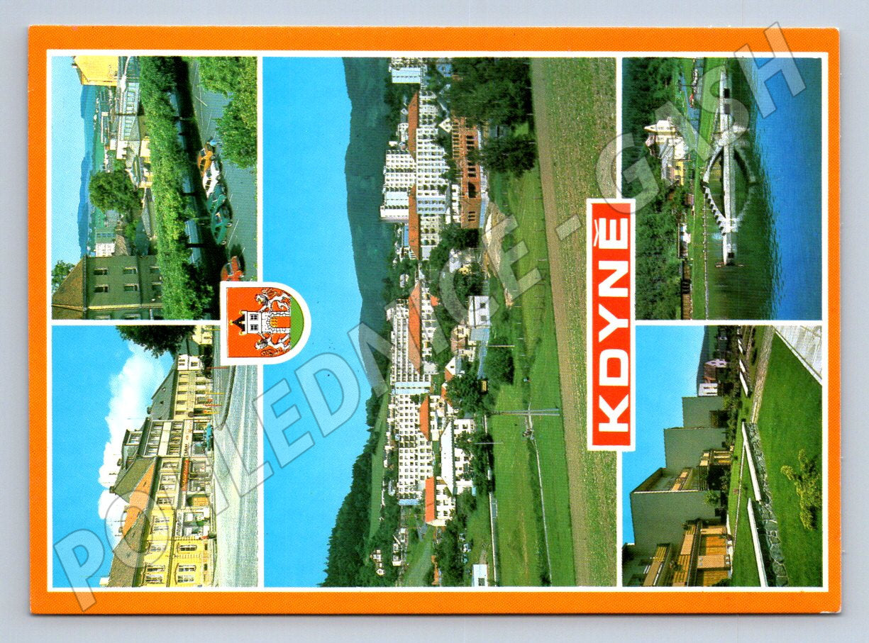 Pohlednice Kdyne panorama a znak 1989 (TP2145)