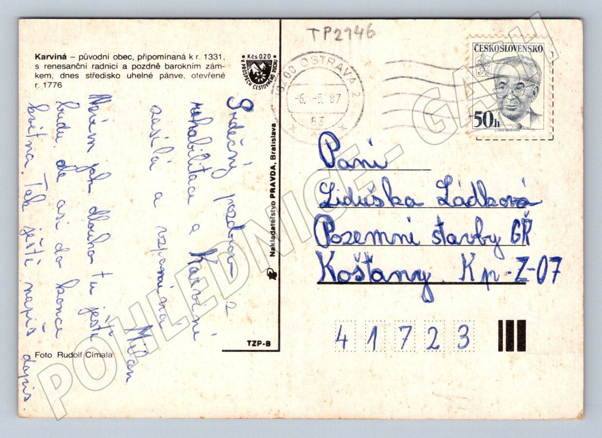 Pohlednice Karviná městské motivy 1987 (TP2146)