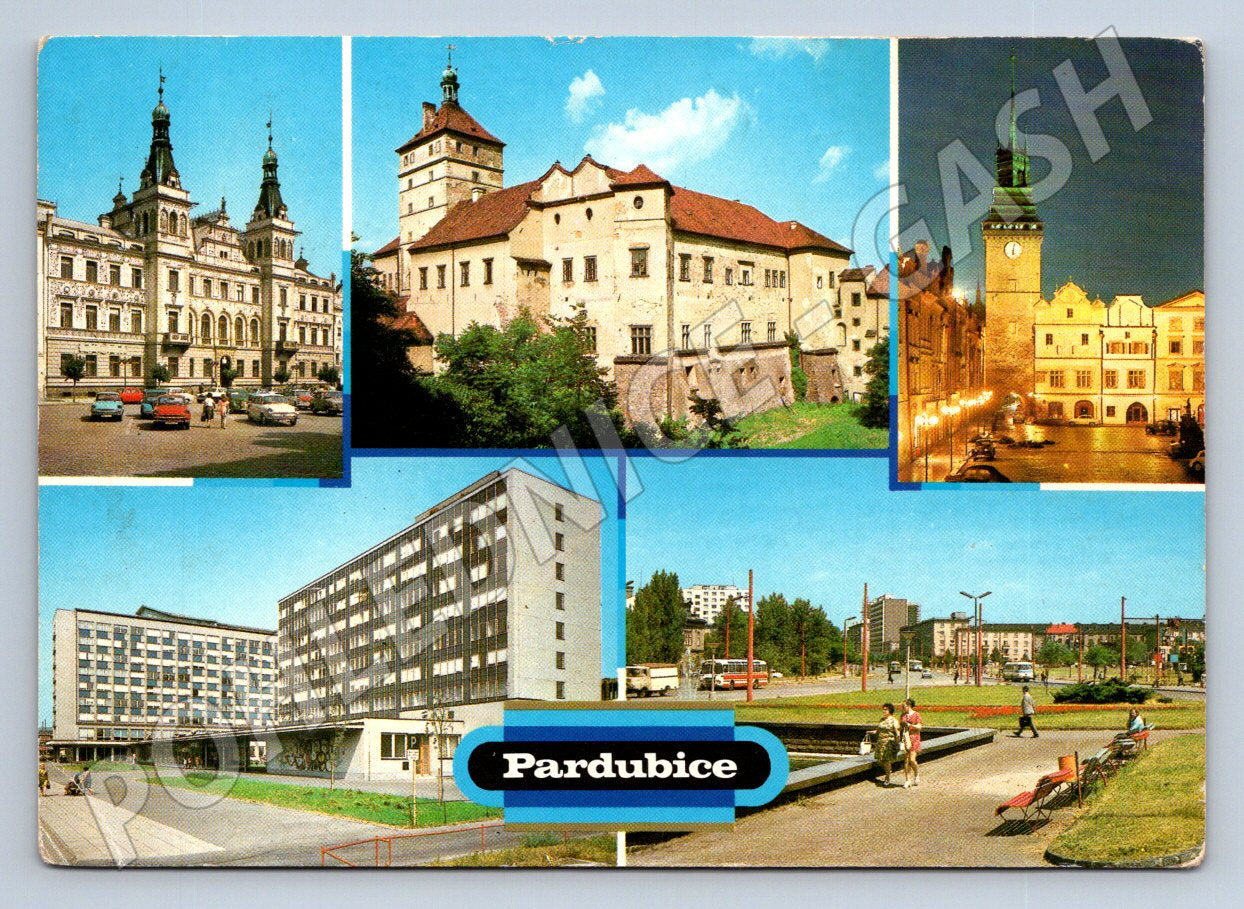 Pohlednice Pardubice Pernštýnovo náměstí, zámek a další 1977 (TP2160)