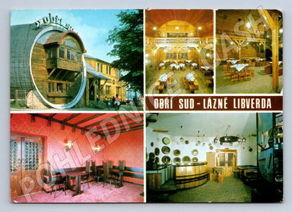 Pohlednice Lázně Libverda Obří Sud interiér exteriér 1974 (TP2174)