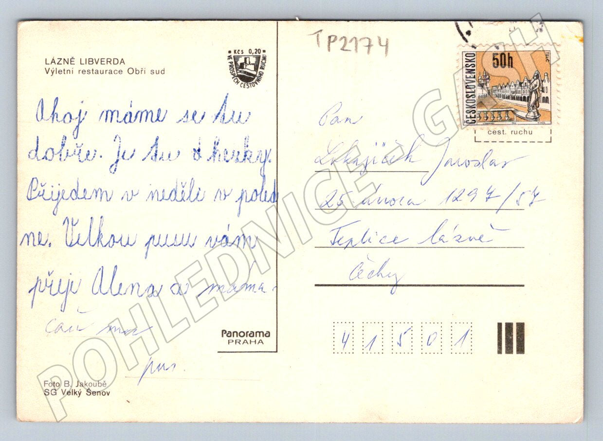 Pohlednice Lázně Libverda Obří Sud interiér exteriér 1974 (TP2174)