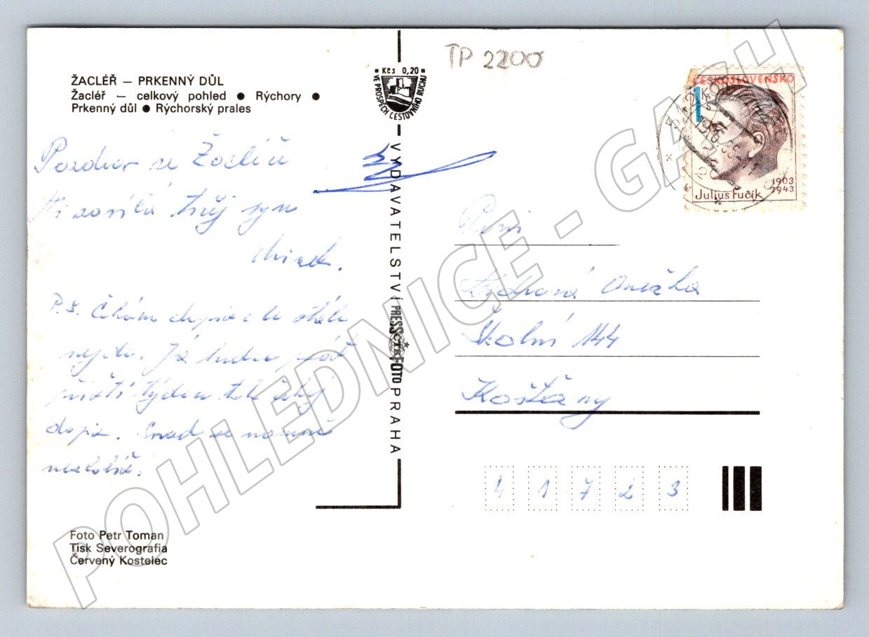 Pohlednice Žacléř Prkenný Důl Rýchory 1941 (TP2200)