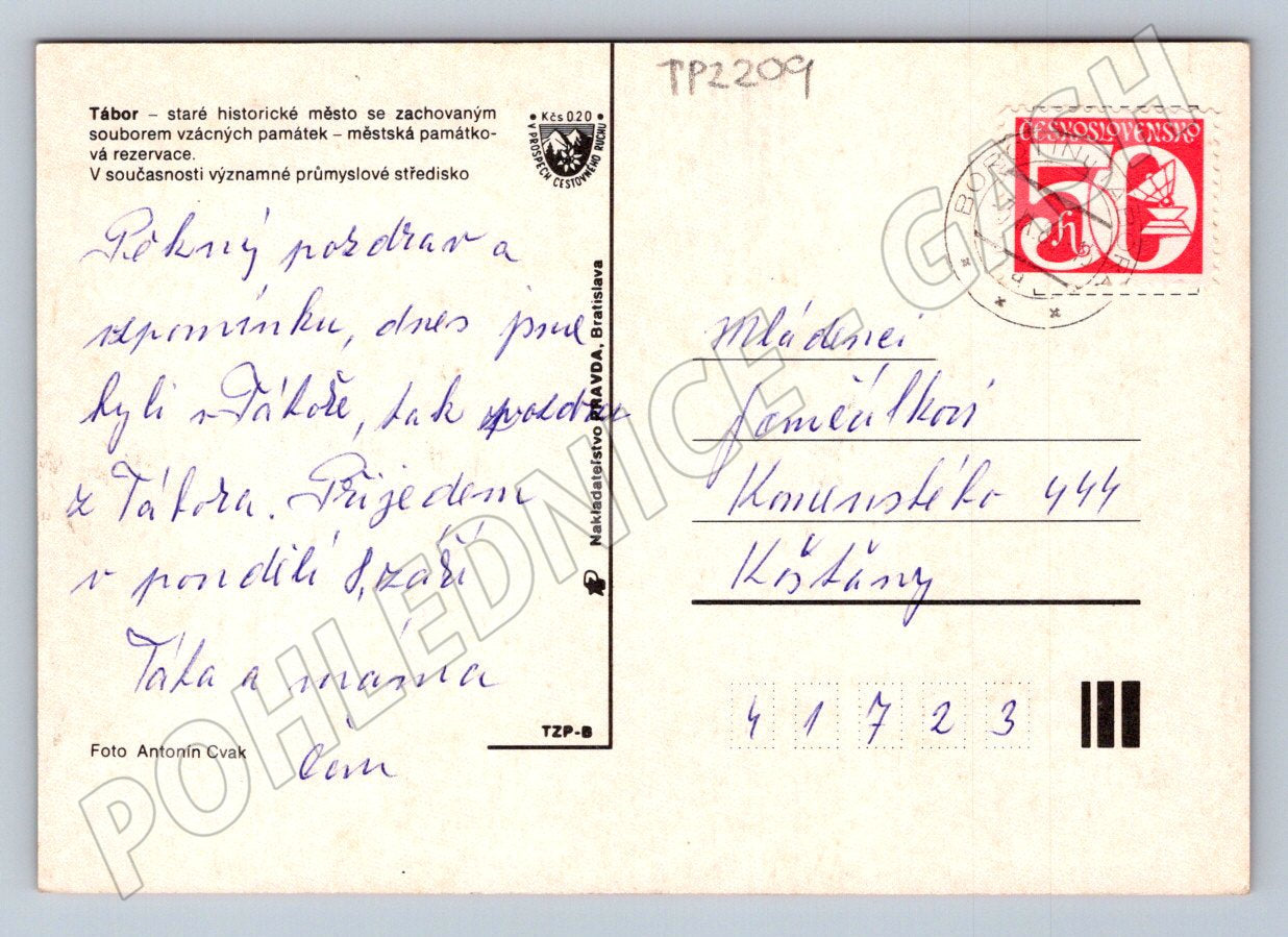 Pohlednice Tábor různé pohledy po 1950 (TP2209)