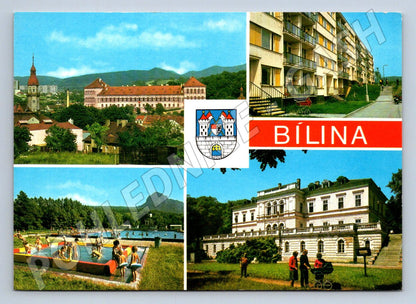 Pohlednice Bílina multi-view zámek koupaliště (TP2221)