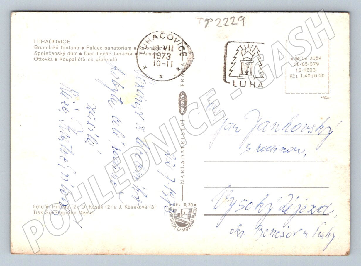Pohlednice Luhačovice různé pohledy 1973 (TP2229)