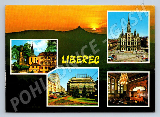 Pohlednice Liberec koláž památek Ještěd (TP2246)
