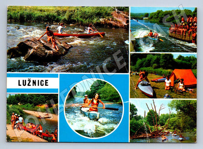 Pohlednice Lužnice vodáci na řece kempování 1974 (TP2254)