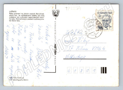 Pohlednice Lužnice vodáci na řece kempování 1974 (TP2254)