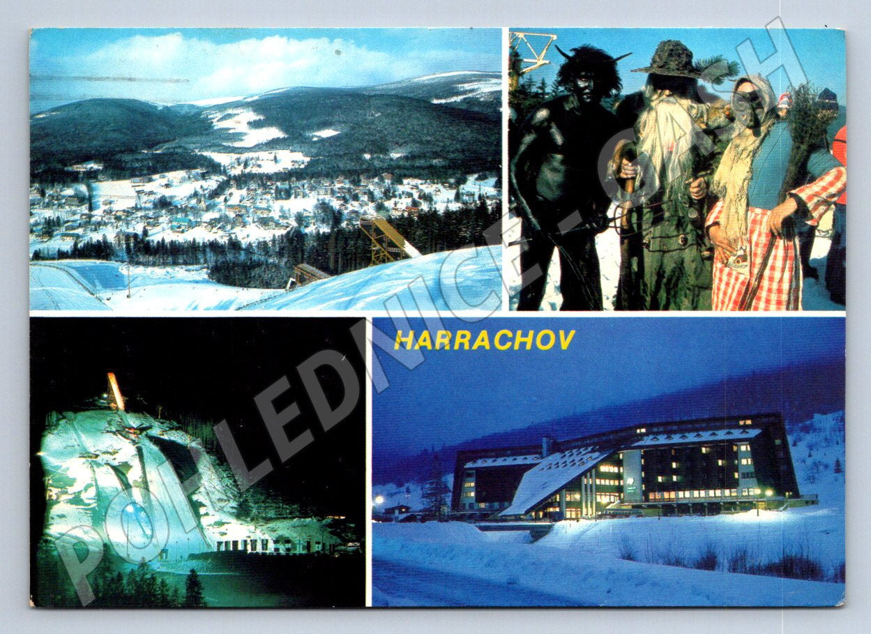 Pohlednice Harrachov Krkonoše zimní sporty karneval (TP2257)