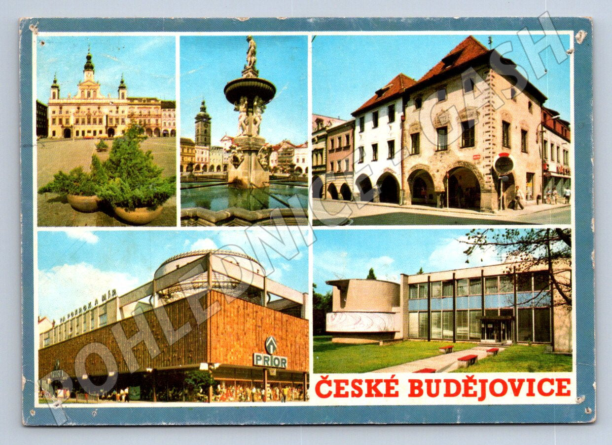 Pohlednice České Budějovice centrum a Prior 1985 (TP2261)