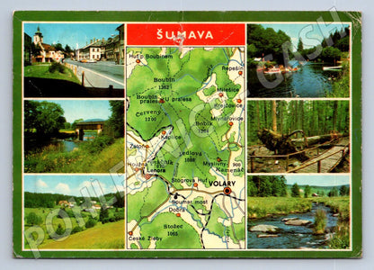Pohlednice Šumava mapa a různé pohledy 1987 (TP2266)