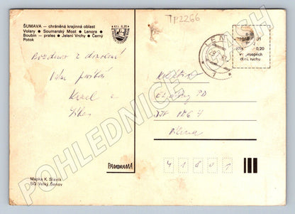 Pohlednice Šumava mapa a různé pohledy 1987 (TP2266)