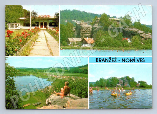 Pohlednice Branžež - Nová Ves jezero pláž 1990 (TP2272)