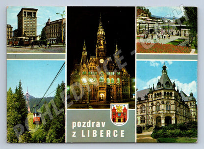 Pohlednice Liberec městské motivy radnice lanovka 1970 (TP2276)