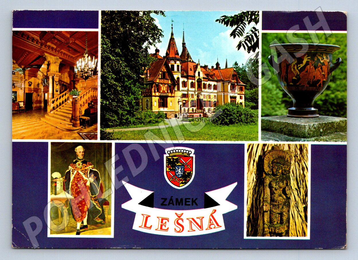 Pohlednice Lešná zámek multiview 1974 (TP2281)