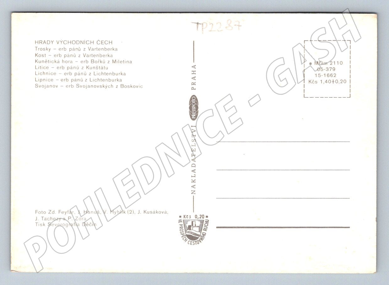 Pohlednice Hrady Východních Čech (TP2287)