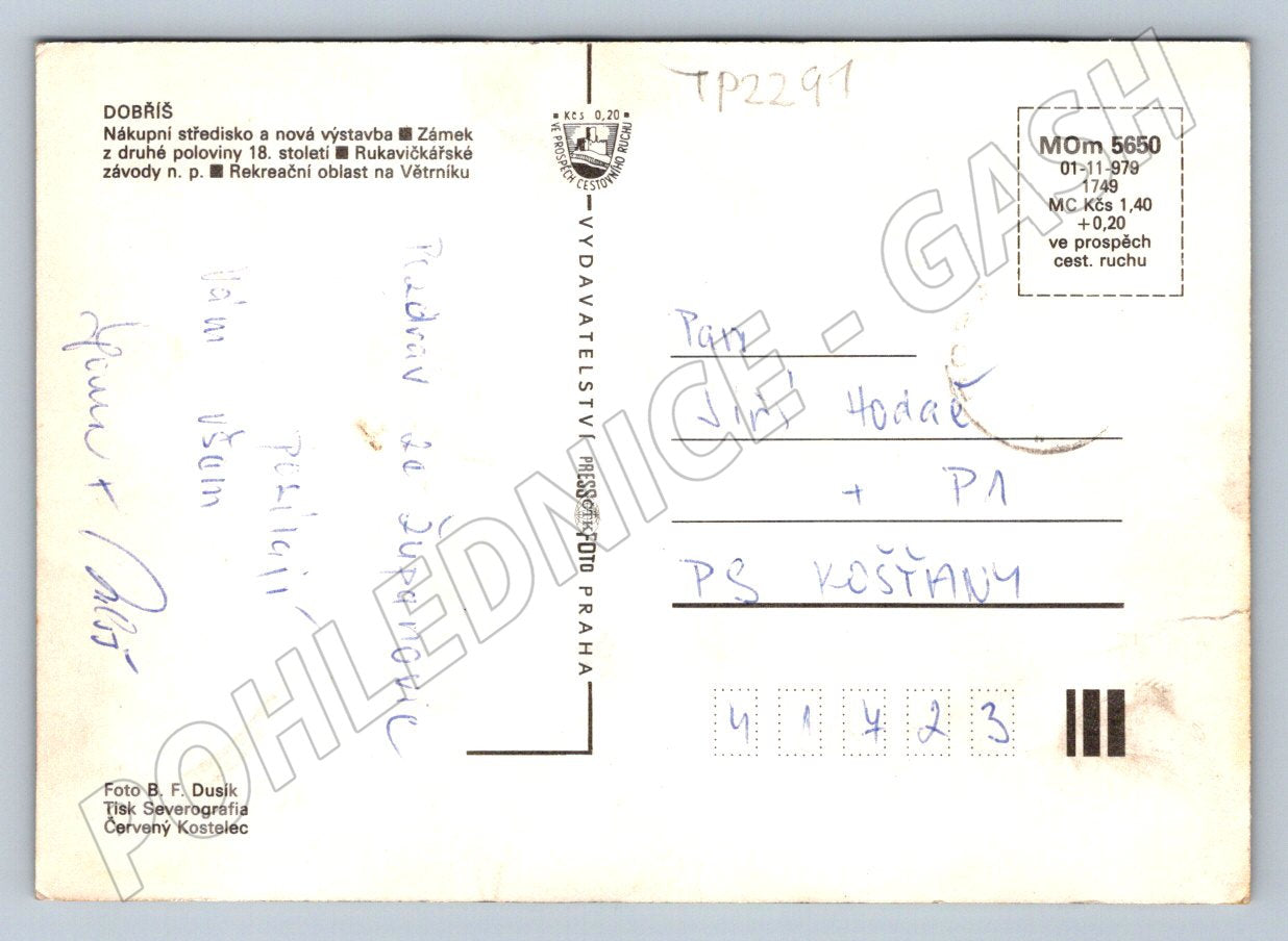 Pohlednice Dobříš multi-view 1979 (TP2291)