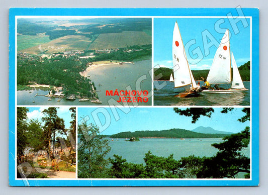 Pohlednice Máchovo jezero lodě lidé 1989 (TP2296)