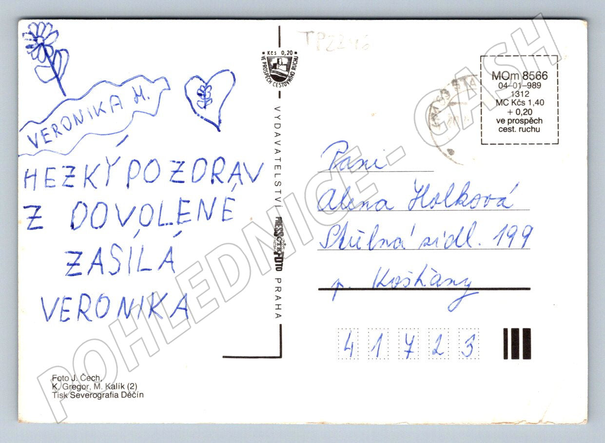 Pohlednice Máchovo jezero lodě lidé 1989 (TP2296)