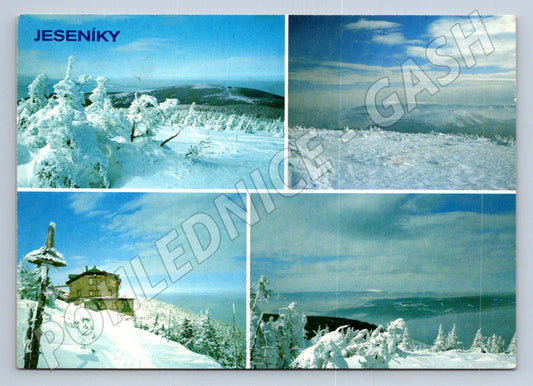 Pohlednice Jeseníky zimní krajina chata 1983 (TP2328)