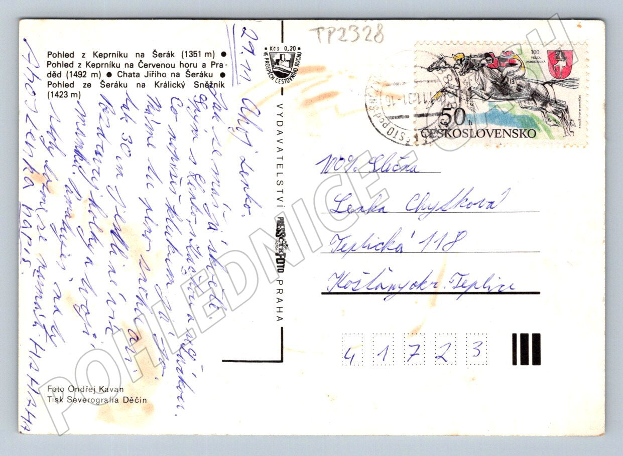 Pohlednice Jeseníky zimní krajina chata 1983 (TP2328)