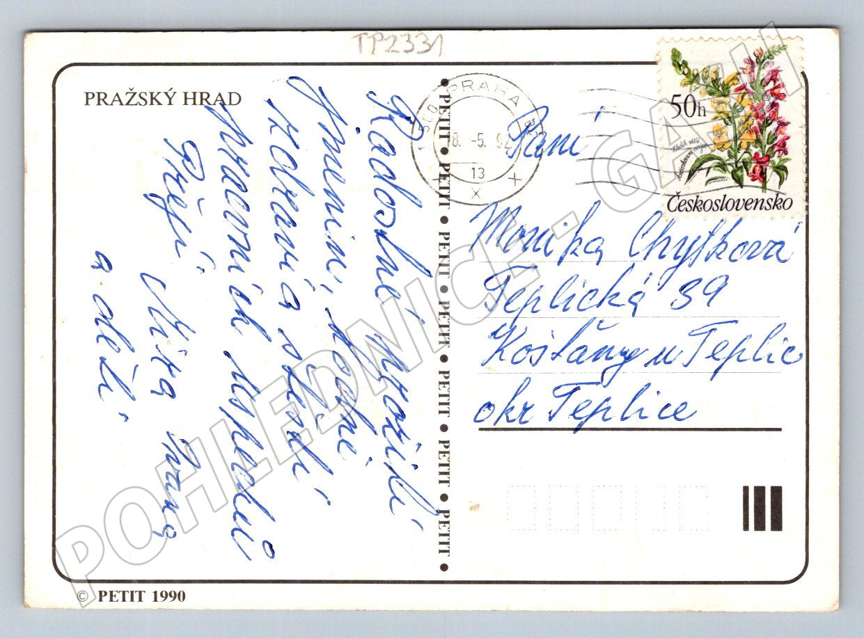 Pohlednice Pražský hrad s kvetoucími stromy 1990 (TP2331)