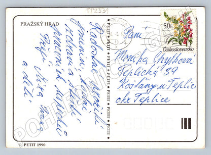 Pohlednice Pražský hrad s kvetoucími stromy 1990 (TP2331)