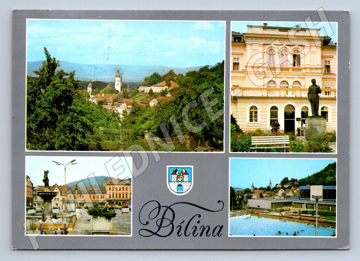 Pohlednice Bílina město, lázně, panorama 1980 (TP2339)