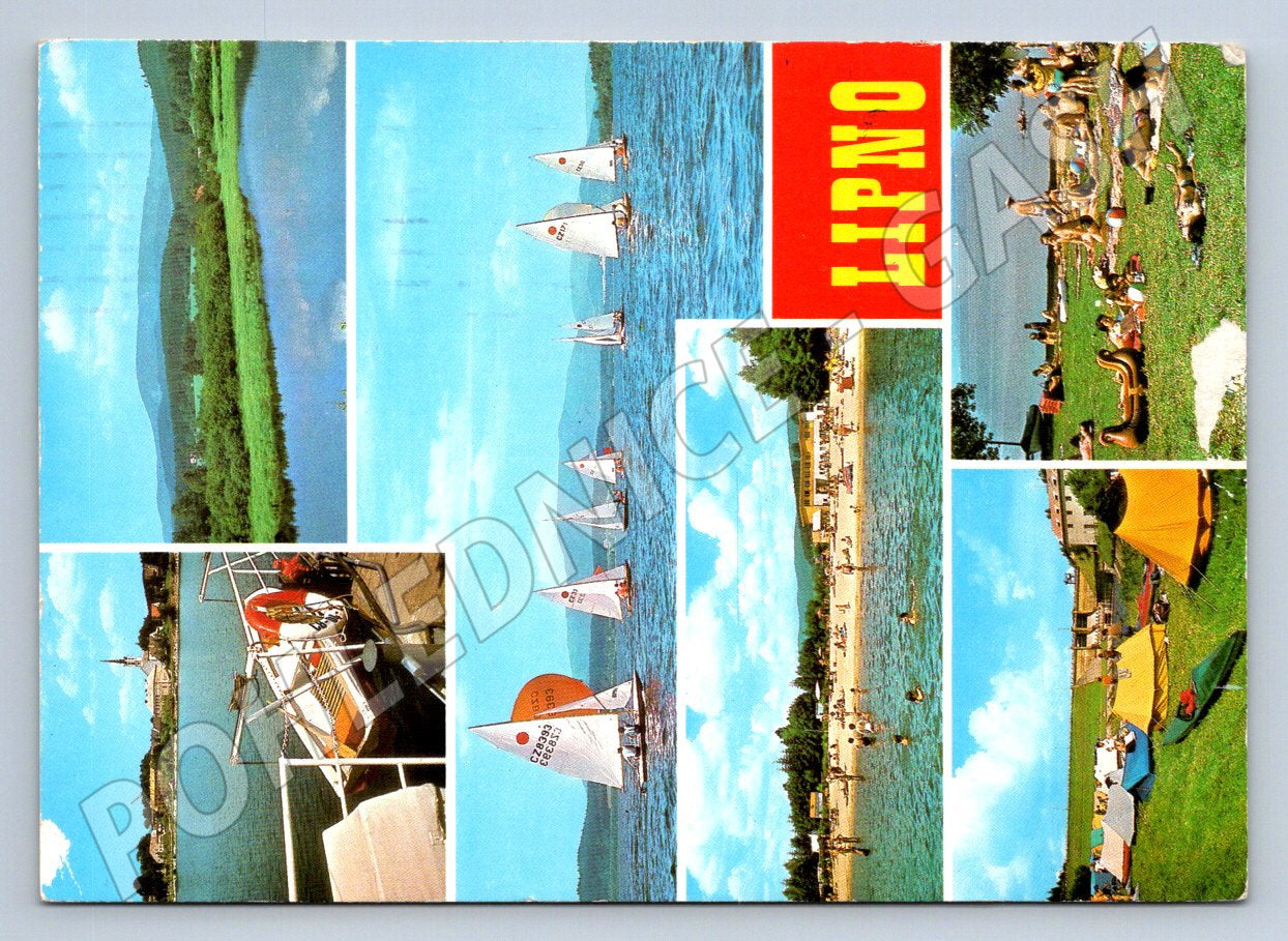 Pohlednice Lipno lodě pláže kemp 1969 (TP2341)