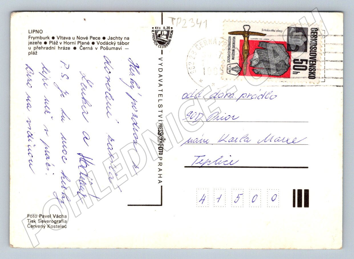 Pohlednice Lipno lodě pláže kemp 1969 (TP2341)
