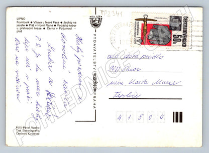 Pohlednice Lipno lodě pláže kemp 1969 (TP2341)