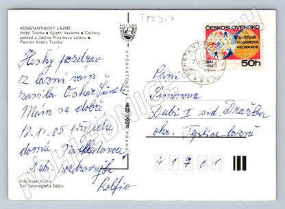 Pohlednice Konstantinovy Lázně Hotel Tvorba 1985 (TP2347)