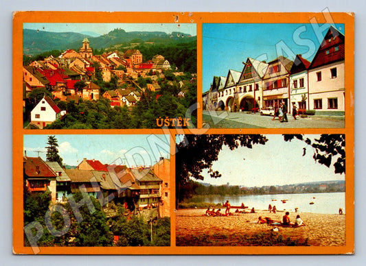 Pohlednice Úštěk město jezero náměstí cca 1960 (TP2353)