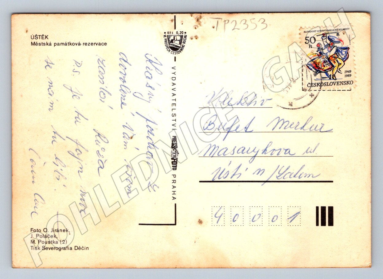 Pohlednice Úštěk město jezero náměstí cca 1960 (TP2353)
