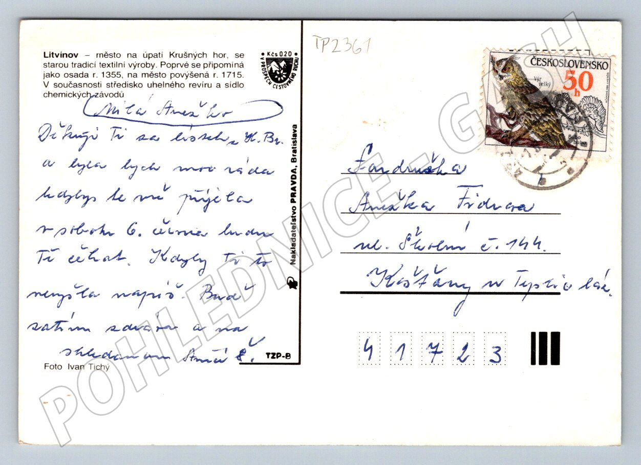 Pohlednice Litvínov koláž městských motivů 1968 (TP2361)