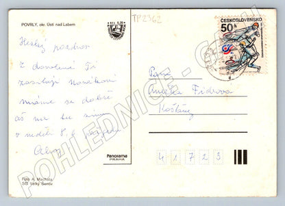 Pohlednice Povrly bazén a domy 1985 (TP2362)