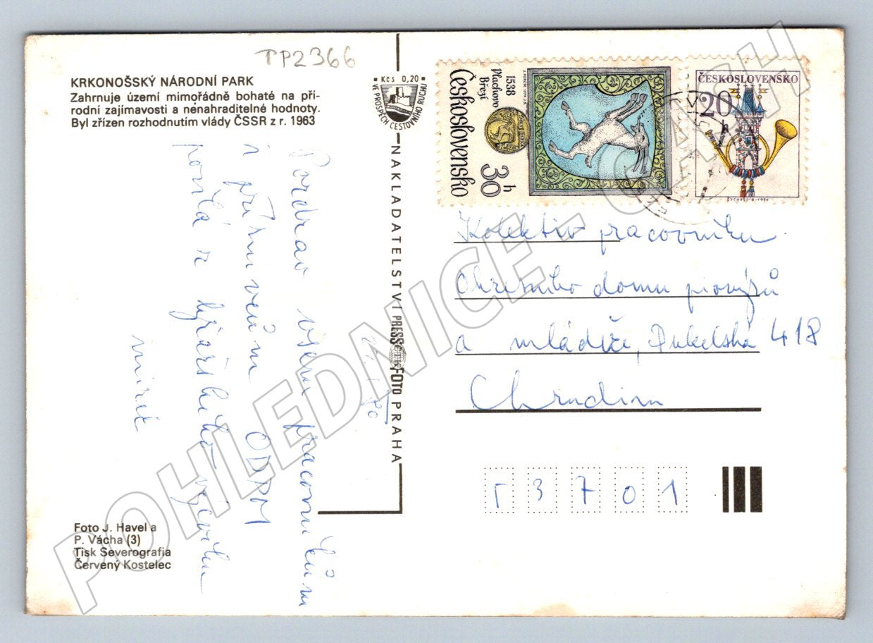Pohlednice Krkonošský národní park zasněžená krajina 1960s (TP2366)