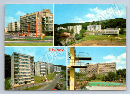 Pohlednice Litvínov Obchodní dům Elko sídliště bazén 1974 (TP2377)