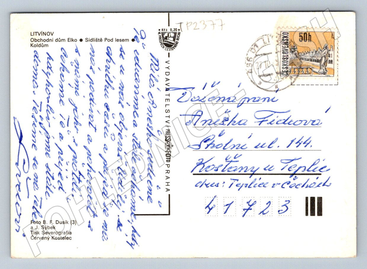 Pohlednice Litvínov Obchodní dům Elko sídliště bazén 1974 (TP2377)