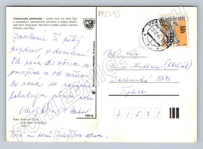 Pohlednice Vranovská přehrada zámek kemp 1984 (TP2395)
