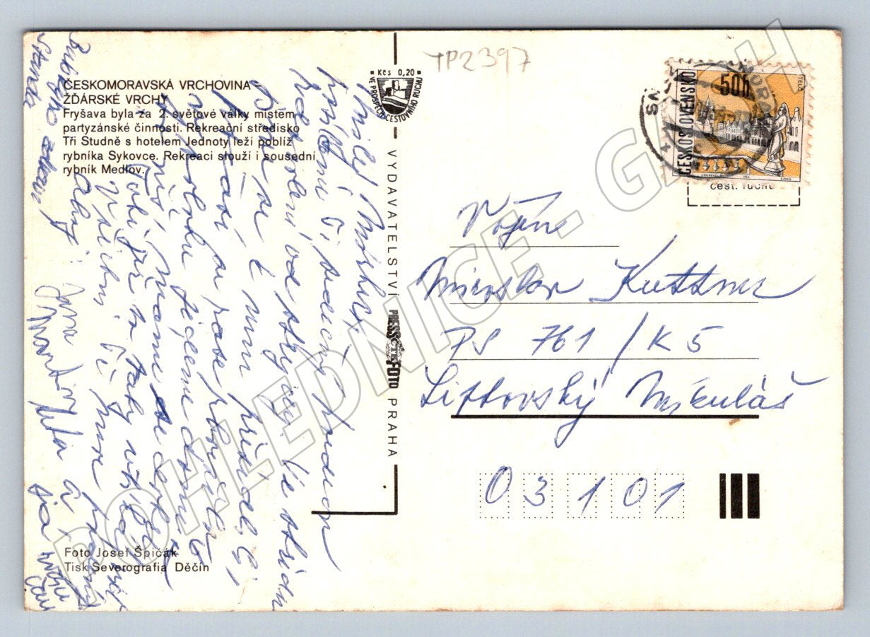 Pohlednice Fryšava, Tři Studně, Medlov, Žďárské vrchy (TP2397)