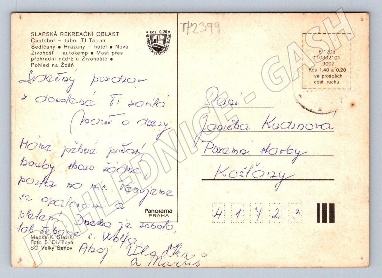 Pohlednice Slapská přehrada autocamping (TP2399)