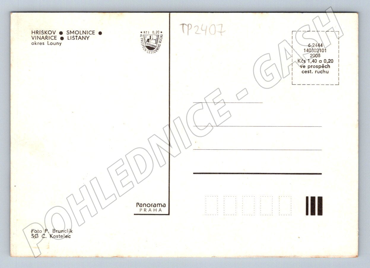 Pohlednice Hříškov Smolnice Vinařice Lištany a motiv piva (TP2407)