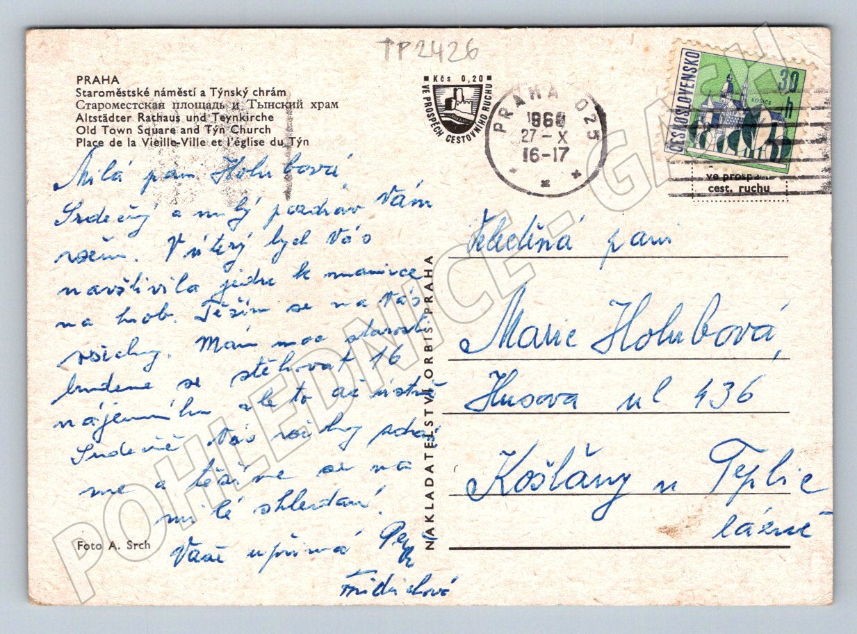 Pohlednice Praha Staroměstské náměstí Týnský chrám 1966 (TP2426)