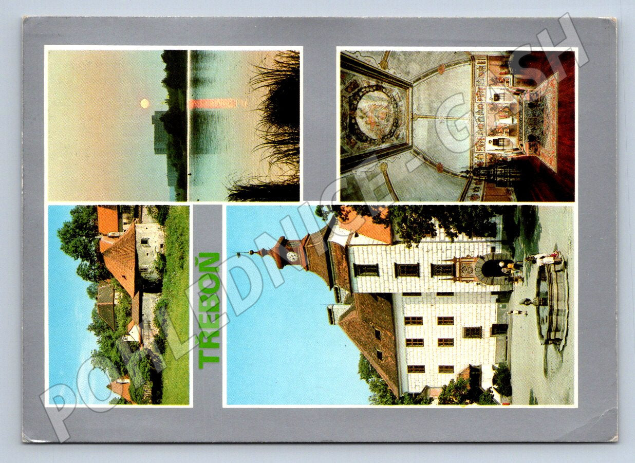 Pohlednice Třeboň koláž: zámek, hradby, jezero (TP2444)