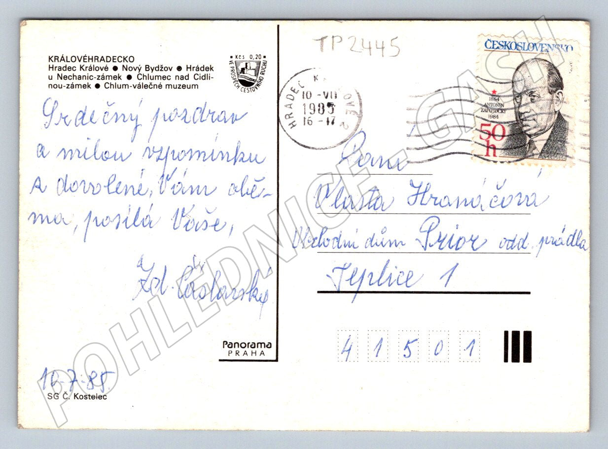 Pohlednice Královéhradecko různé pohledy 1985 (TP2445)