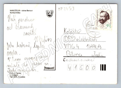 Pohlednice Karlštejn hrad a Koliba Eliška 1987 (TP2453)