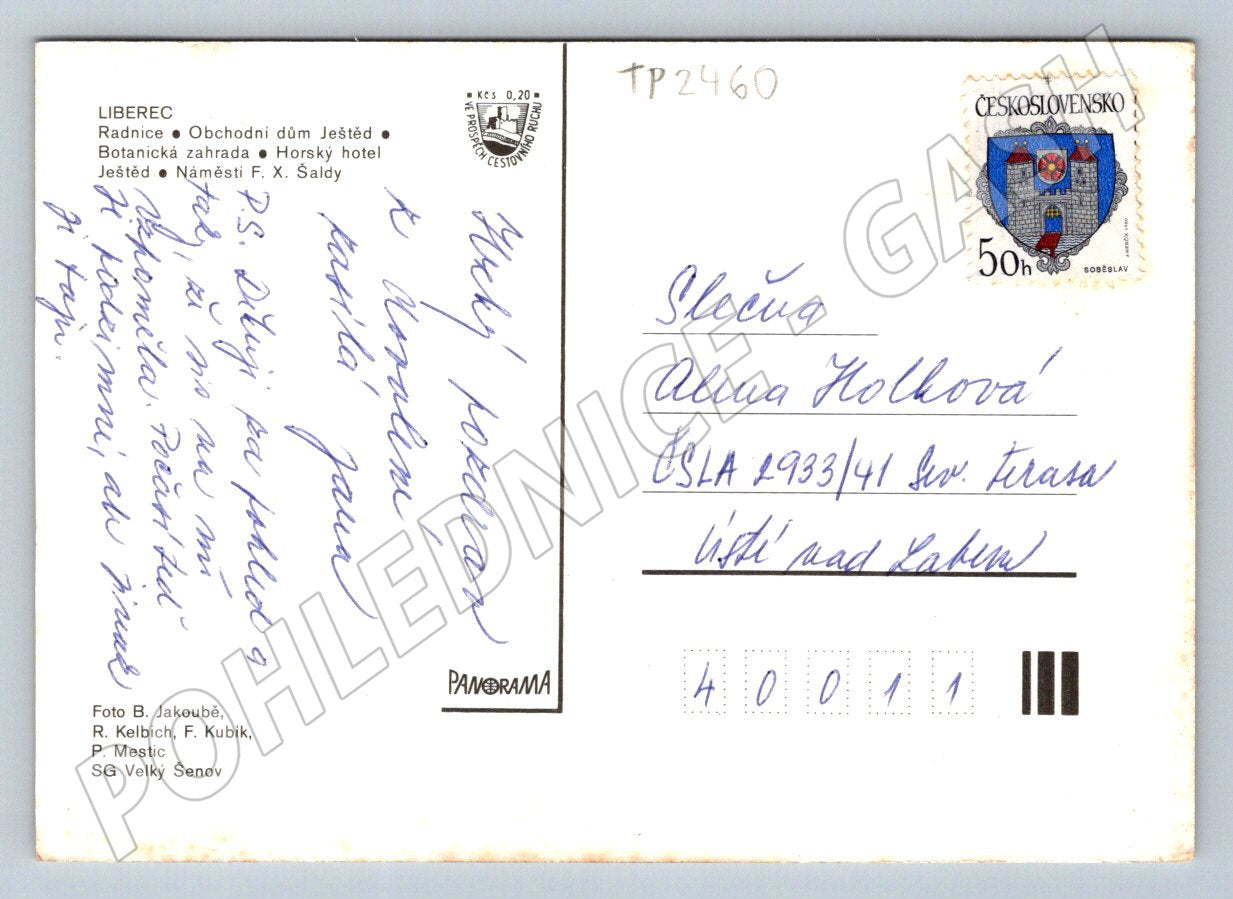 Pohlednice Liberec koláž památek 1970s (TP2460)