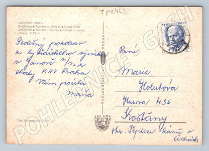 Pohlednice Jizerské Hory zimní motiv lyžařka (TP2462)